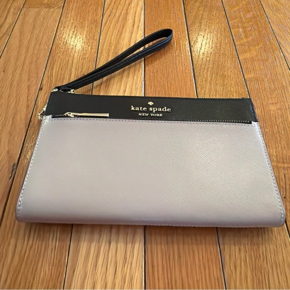 Kate Spade Staci Medium Double Zip Wristlet Purse Warm Beige & Black K6122 $149